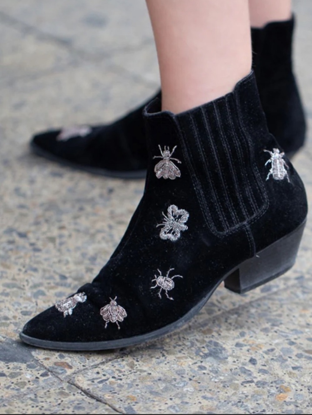 TopShop Women’s  Velvet Insect Embroidered Boots Size 6.5